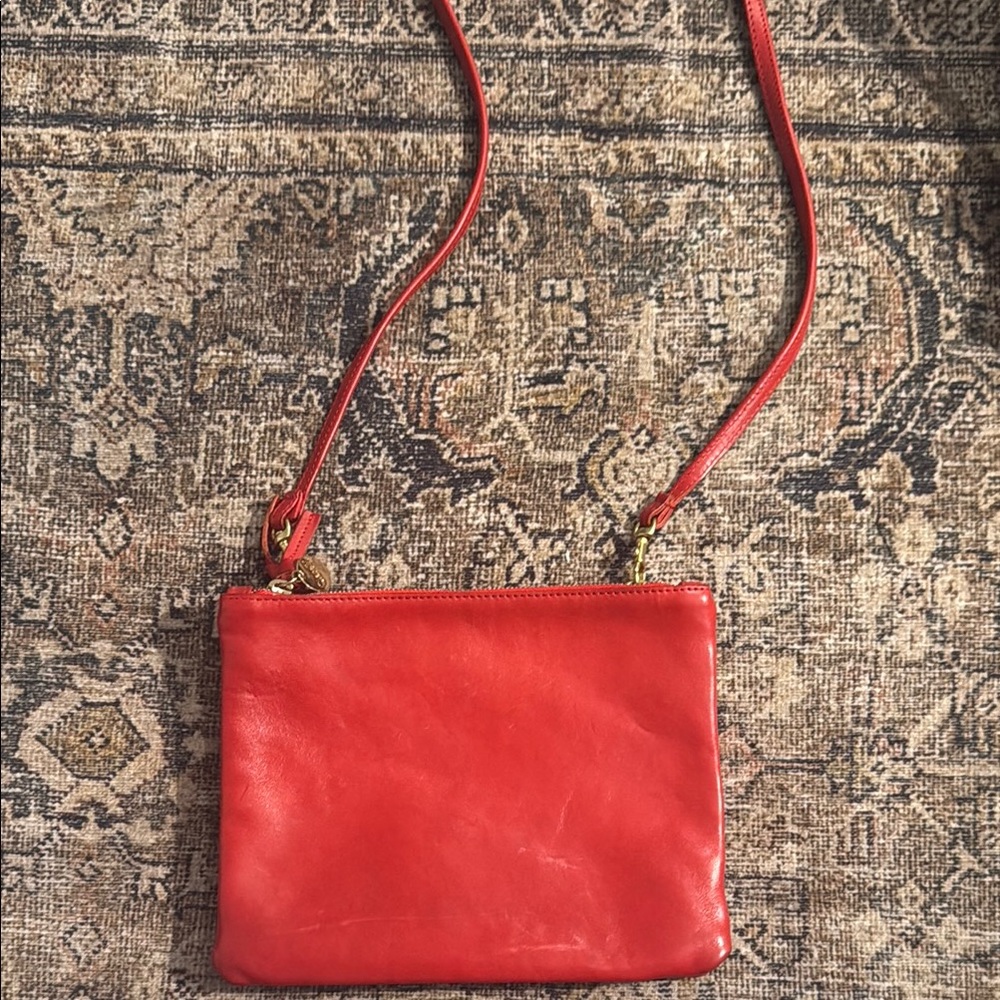 Clare V red double sac bretelle